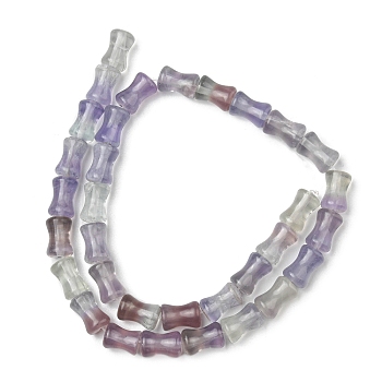 Natural Fluorite Beads Strands, Bamboo Stick, 12x8mm, Hole: 1.2mm, about 33pcs/strand, 15.35''(39cm)