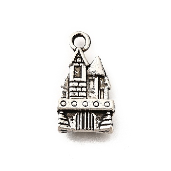 Tibetan Style Alloy Pendants, Cadmium Free & Lead Free, Castle Charms, Antique Silver, 20.5x11.5x4.5mm, Hole: 2mm, about 470pcs/1000g