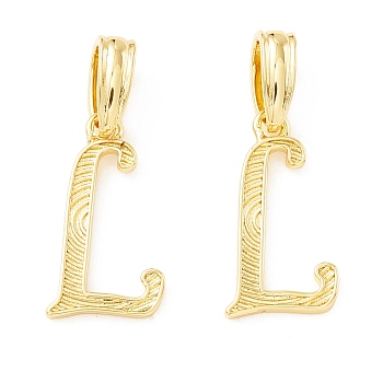 Rack Plating Eco-Friendly Brass Letter Pendants, Real 18K Gold Long-Lasting Plated, Cadmium Free & Lead Free, Letter.L, 17.5x9.5x1.4mm, Hole: 6.5x3.3mm