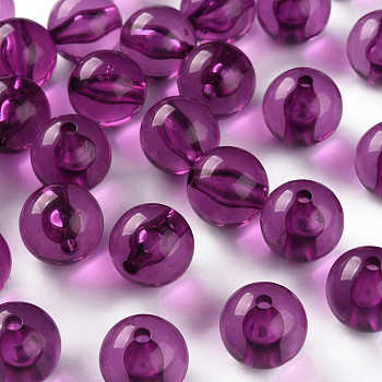 Transparent Acrylic Beads, Round, Dark Orchid, 16x15mm, Hole: 2.8mm, about 220pcs/500g