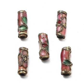 Handmade Cloisonne Beads, Column, Light Coral, 9~9.5x3~3.5x3~3.5mm, Hole: 1.4mm