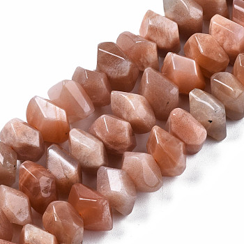 Natural Sunstone Beads Strands, Nuggets, Faceted, 10~13x9~11x6~8mm, Hole: 1.2mm, about 27~28pcs/strand, 7.48 inch(19cm)
