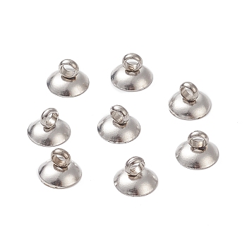 304 Stainless Steel Bead Cap Pendant Bails, for Globe Glass Bubble Cover Pendants, Stainless Steel Color, 8mm, Hole: 1.8mm