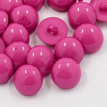 Acrylic Dome Shank Buttons, 1-Hole, Dyed, Half Round, Camellia, 18x6mm, Hole: 3mm(BUTT-E052-A-05)