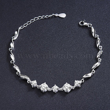 SHEGRACE Lovely Rhodium Plated 925 Sterling Silver Link Bracelet(JB290A)-3