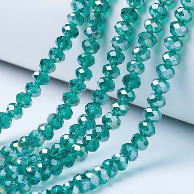 Dark Cyan Rondelle Glass Beads