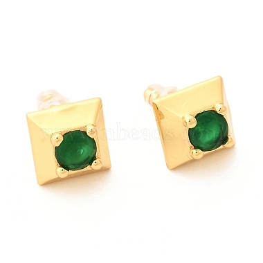 Brass Micro Pave Cubic Zirconia Stud Earrings(EJEW-F273-14)-2