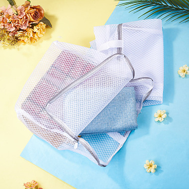 3pcs 3 styles sacs &agrave; linge en maille polyester avec fermeture &eacute;clair et poign&eacute;es(ABAG-TA0002-19)-8