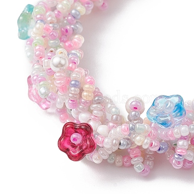 Flower Glass Seed Braided Beaded Bracelets(BJEW-MZ00059)-3