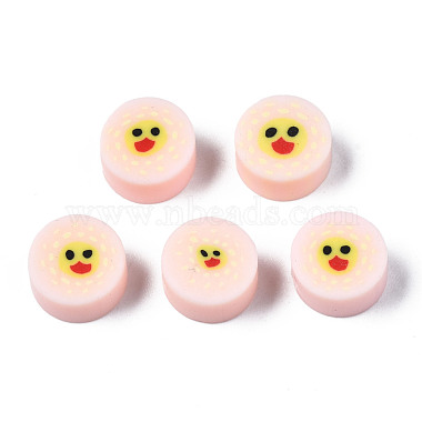 Misty Rose Flat Round Polymer Clay Beads