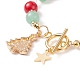 Christmas Tree & Star Alloy Enamel Charm Bracelet(BJEW-TA00154)-5