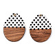 Printed Opaque Resin & Walnut Wood Pendants(RESI-TAC0017-65)-2