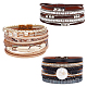 3Pcs 3 Style PU Leather Multi-strand Bracelets Set(BJEW-AN0001-04)-1