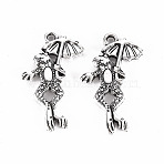 Tibetan Style Alloy Pendants, Lead Free & Cadmium Free, Frog Charms, Antique Silver, 26x15x2mm, Hole: 1.6mm(X-TIBE-N010-50AS-RS)