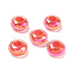 UV Plating Transpant Resin European Beads, Large Hole Beads, Iridescent, Rondelle, FireBrick, 8x13.5mm, Hole: 5.5mm(RE-CBAFF00-01B)