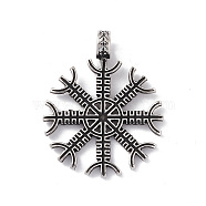 304 Stainless Steel Manual Polishing Pendants, Viking Talisman Charms, Antique Silver, 42x33.5x2mm, Hole: 5.5mm(STAS-G267-13AS)