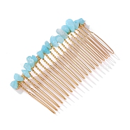 Other Quartz Gravel Hair Clip, with Metal Hair Combs, 75x40mm(PW-WGC4E5C-01)