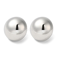 304 Stainless Steel Stud Earrings, Half Round, Stainless Steel Color, 20mm(EJEW-Z026-05P)