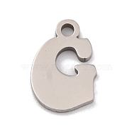 Non-Tarnish 201 Stainless Steel Charms, Laser Cut, Letter Charm, Letter G, 10.5x7x1mm, Hole: 1.2mm(STAS-U016-01P-G)