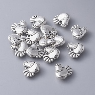 Alloy Pendants, Cadmium Free & Lead Free, Chicken, Antique Silver, 12x13x4mm, Hole: 1mm(PALLOY-22233-AS-RS)