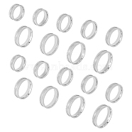 18Pcs 9 Size 201 Stainless Steel Grooved Finger Ring for Men Women, Stainless Steel Color, Inner Diameter: 16~22.2mm, Wide: 6mm, 2Pcs/size(STAS-UN0045-60B-P)