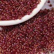 MIYUKI Round Rocailles Beads, Japanese Seed Beads, (RR363) Light Cranberry Lined Topaz Luster, 8/0, 3mm, Hole: 1mm, about 2111~2277pcs/50g(SEED-X0055-RR0363)
