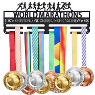 Fashion Iron Medal Hanger Holder Display Wall Rack, with Screws, Word World Marathons, Sports Themed Pattern, 150x400mm(ODIS-WH0021-229)