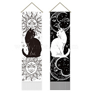 Polyester Wall Hanging Tapestry, for Bedroom Living Room Decoration, Rectangle, Cat Shape, 1160x330mm, 2pcs/set(AJEW-WH0399-058)