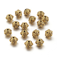 Tibetan Style Alloy Spacer Beads, Antique Golden, Lead Free & Cadmium Free, 7x5.5mm, Hole: 1mm(X-GLF1017Y)