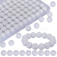 80Pcs Round Silicone Focal Beads, Chewing Beads For Teethers, DIY Nursing Necklaces Making, White, 15mm, Hole: 2mm(SIL-SZ0001-24-17)