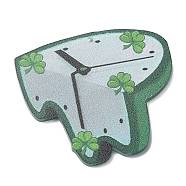 Saint Patrick's Day Opaque Printed Acrylic Pendants, Clock, 39x45x2mm, Hole: 1.4mm(MACR-M038-01P)