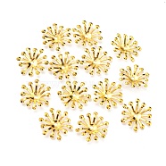 Iron Fancy Bead Caps, End Caps for Jewelry Making, Flower, Golden, 12~14x3.5mm, Hole: 1.5mm(X-IFIN-D001-G)