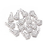 Tibetan Style Alloy Dress Pendants, Cadmium Free & Lead Free, Antique Silver, 22x12.5x1.5mm, Hole: 2mm(TIBEP-941-AS-LF)