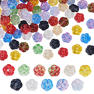 Transparent Glass Beads, Flower, Mixed Color, 15x15.5x7mm, Hole: 1~1.2mm, 10pcs/set(GLAA-GA0002-12)