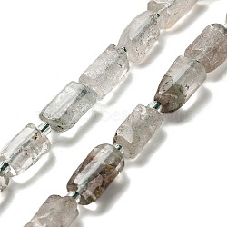 Natural Green Lodolite Quartz/Garden Quartz Beads Strands, with Seed Beads, Faceted, Column, 8.5~13x6~8x6~8mm, Hole: 1mm, about 28~32pcs/strand, 15.98~18.90''(40.6~48cm)(G-K245-I13-01)