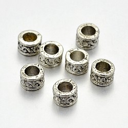 Tibetan Style Alloy Column Spacer Beads, Lead Free & Cadmium Free & Nickel Free, Antique Silver, 5x3mm, Hole: 3mm(PALLOY-E381-07AS-NR)