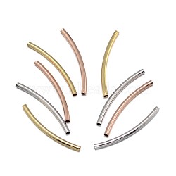 Brass Curved Tube Beads, Curved Tube Noodle Beads, Lead Free & Nickel Free & Cadmium Free, Mixed Color, 30x2mm, Hole: 1.5mm(KK-F0317-12-NR)