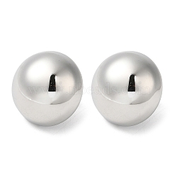 Non-Tarnish 304 Stainless Steel Stud Earrings, Half Round, Stainless Steel Color, 20mm(EJEW-Z026-05P)