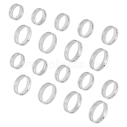 18Pcs 9 Size 201 Stainless Steel Grooved Finger Ring for Men Women, Stainless Steel Color, Inner Diameter: 16~22.2mm, Wide: 6mm, 2Pcs/size(STAS-UN0045-60B-P)