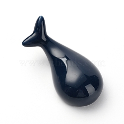 Porcelain Chopstick Rest, Dolphin Shaped, Prussian Blue, 72x34x21mm, Hole: 12~13mm(DJEW-WH0011-41F)