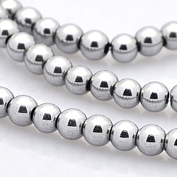 Round Non-magnetic Synthetic Hematite Beads Strands, Nickel Free & Lead Free, Gainsboro, 3mm, Hole: 1mm, about 133pcs/strand, 17.4 inch(G-P061-68-3mm)