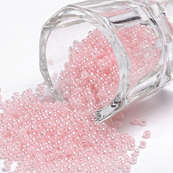 12/0 Grade A Round Glass Seed Beads, Ceylon, Pink, 2x1.5mm, Hole: 0.7mm, about 48500pcs/pound(SEED-N001-B-145)