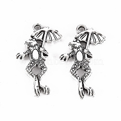 Tibetan Style Alloy Pendants, Lead Free & Cadmium Free, Frog Charms, Antique Silver, 26x15x2mm, Hole: 1.6mm(X-TIBE-N010-50AS-RS)