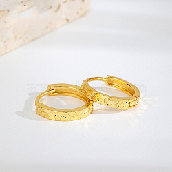925 Sterling Silver Hoop Earrings, Golden, 12.8x2.1mm(FS-WGEE012-01)
