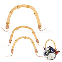 Elite 3Pcs 3 Style U-shape Bamboo Teapot Handle, with Brass Hook, DIY Replacement Kung Fu Teapot Accessories Supplies, Wheat, 100~140x173x7~10.5mm, 1pc/style(FIND-PH0005-87)