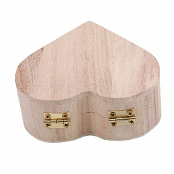 2Pcs Heart Wood Jewelry Storage Boxes, Jewelry Gift Case with Hinged Lid, for Rings, Earrings, Small Items, Antique White, 9x10x4cm(OBOX-DJ0001-04)