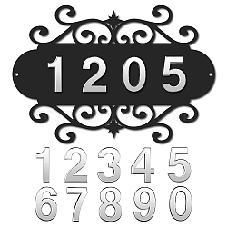 CREATCABIN DIY House Number Kits, including Iron Wall Mounted Address Plaques and Resin Mailbox Number Stickers, Mixed Color, Address Plaques: 200x300x1.5mm, Stickers: 69~70x29~54x9mm(AJEW-CN0001-42)
