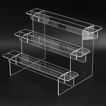 Transparent 3-Tier Acrylic Action Figure Display Risers, Models Toys Doll Display Organizer Holder, Clear, Finish Product: 15x24x15cm