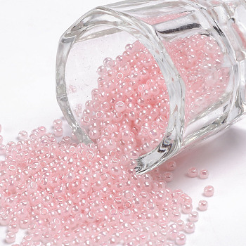 12/0 Grade A Round Glass Seed Beads, Ceylon, Pink, 2x1.5mm, Hole: 0.7mm, about 48500pcs/pound