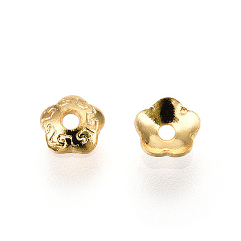 304 Stainless Steel Bead Caps, Flower, 5-Petal, Golden, 4x1.5mm, Hole: 1mm